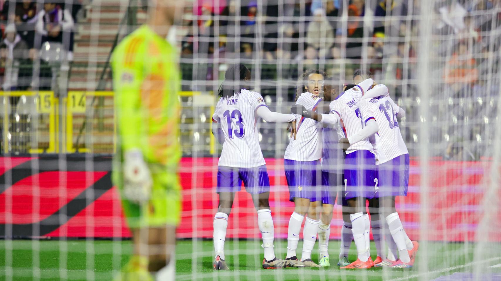 La selección de Francia celebra la victoria en la Nations League contra Bélgica