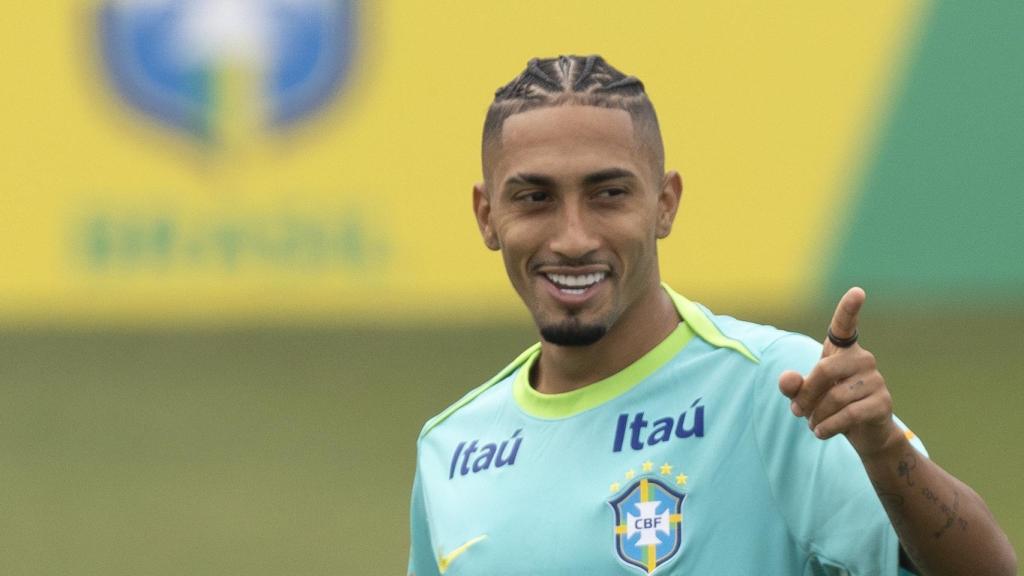 Raphinha, durante un entrenamiento con la selección de Brasil