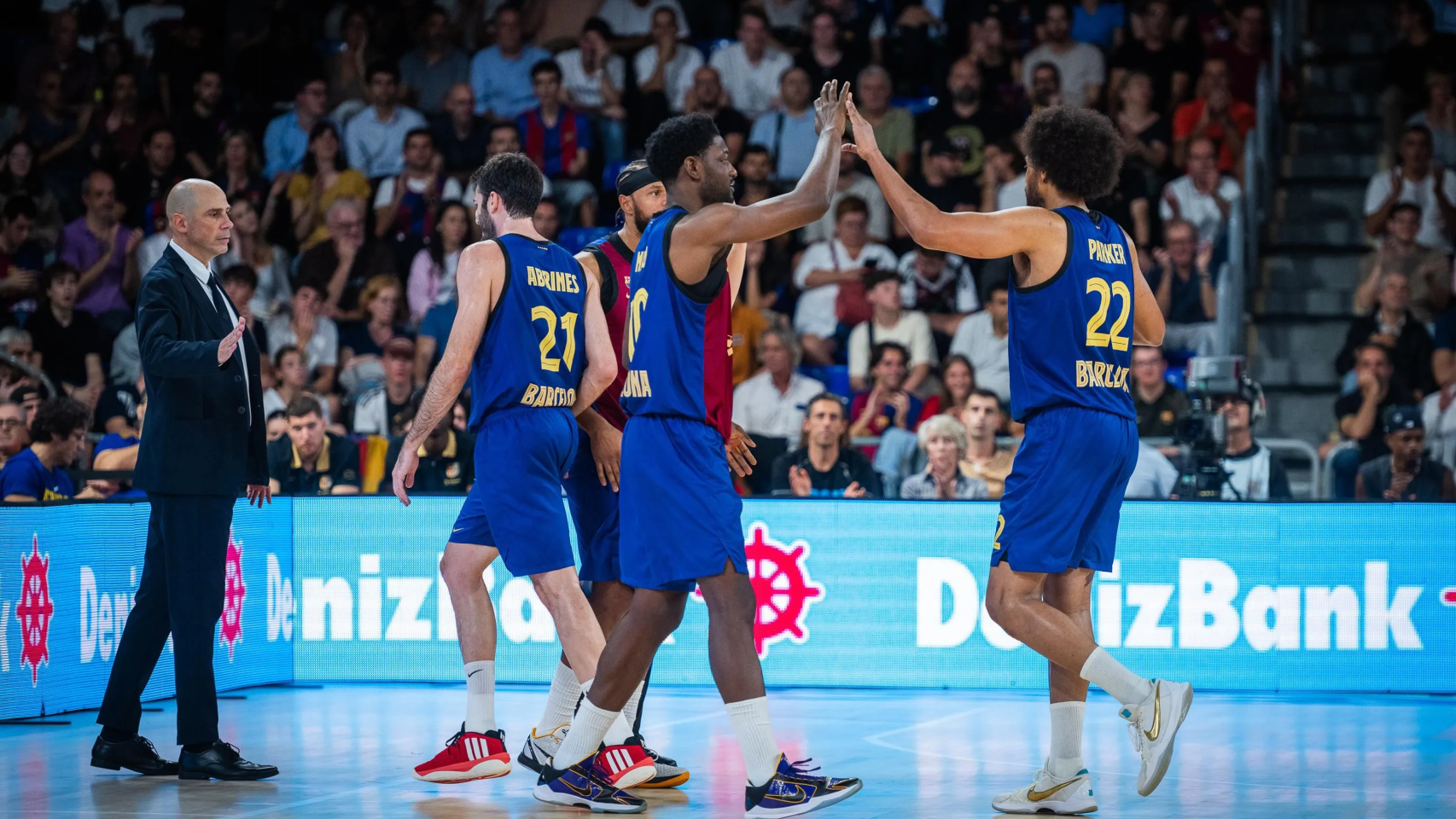 El Barça celebra el triunfo contra el Mónaco en Euroliga