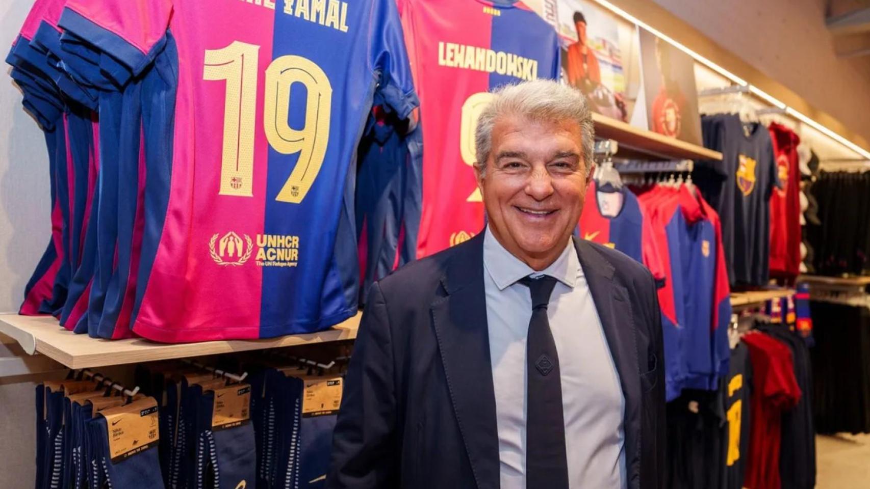 Joan Laporta, en la inauguración de la segunda Barça Store en Madrid