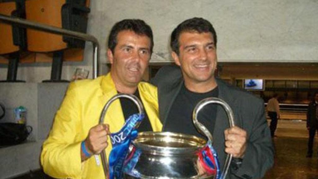 Joan Laporta y Xavier Sala Martin con la Champions League