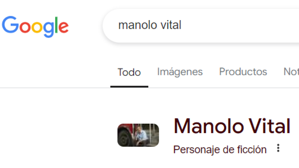 Búsqueda de Manolo Vital en Google