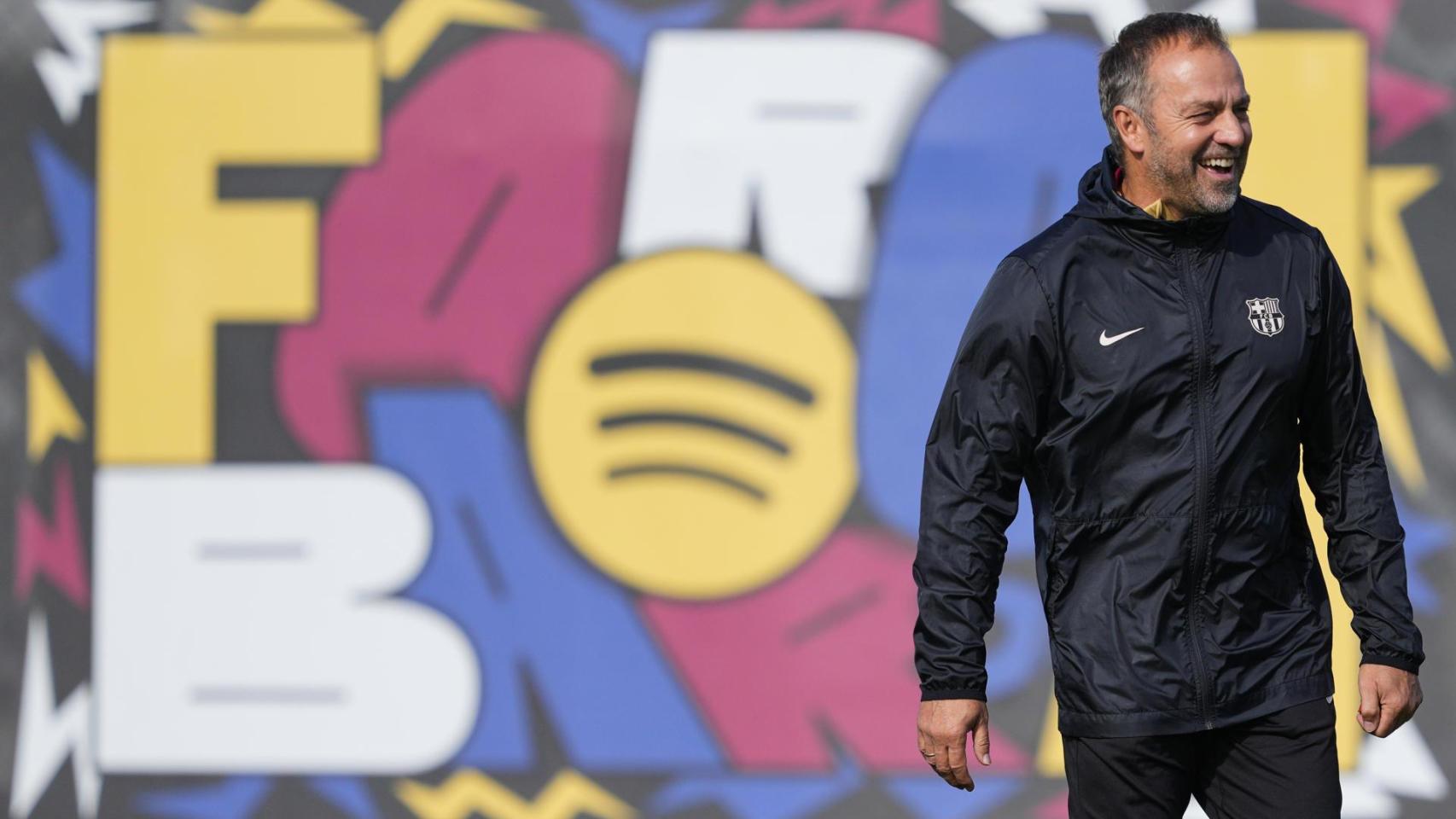 Hansi Flick, en el entrenamiento previo al partido entre el Barça y el Bayern