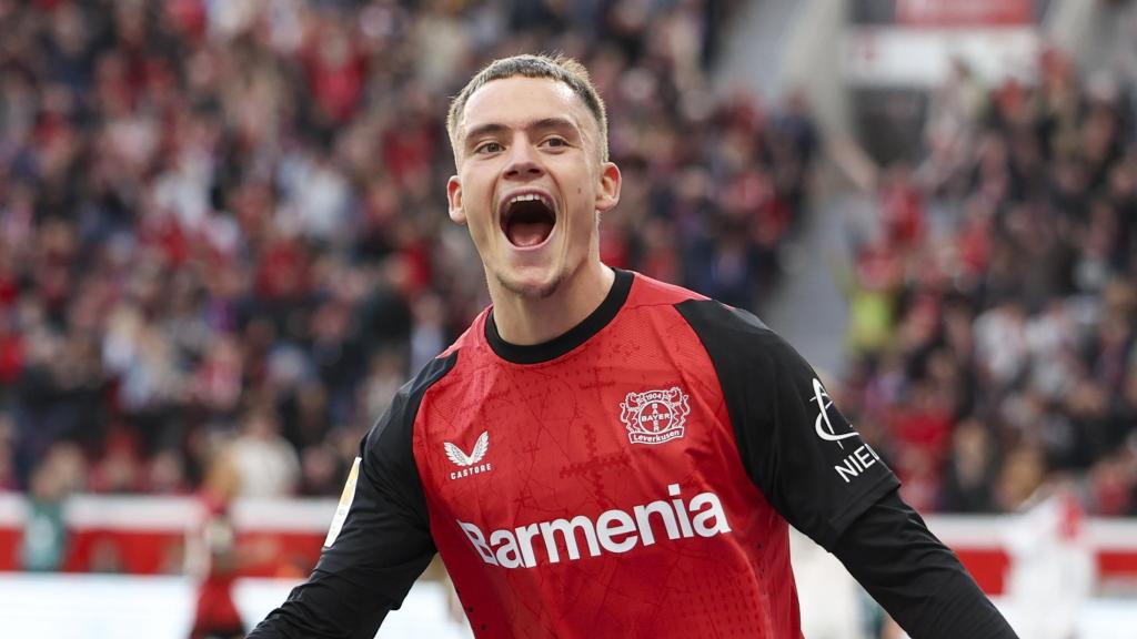 Florian Wirtz celebra un gol con el Bayer Leverkusen