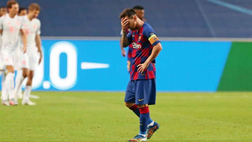 Messi, desolado, tras el 2-8 del Bayern