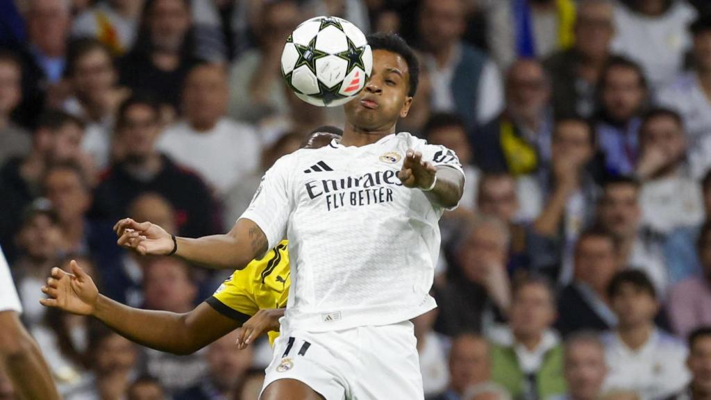 Rodrygo, durante el partido entre al Real Madrid y el Borussia Dortmund