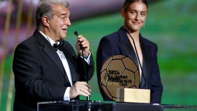 Joan Laporta y Aitana Bonmatí, en el Balón de Oro