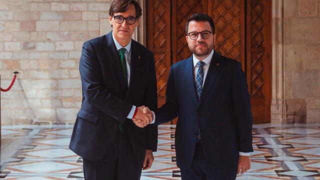 Salvador Illa y Pere Aragonès, durante su encuentro en el palacio de la Generalitat