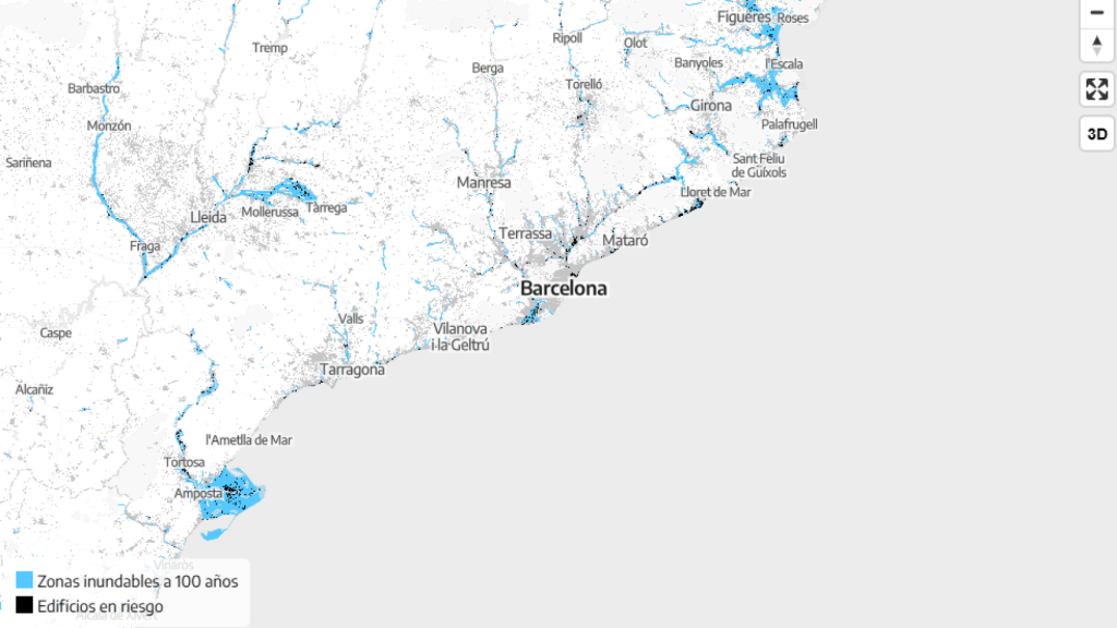 Mapa de posibles inundaciones de ElDiario.es