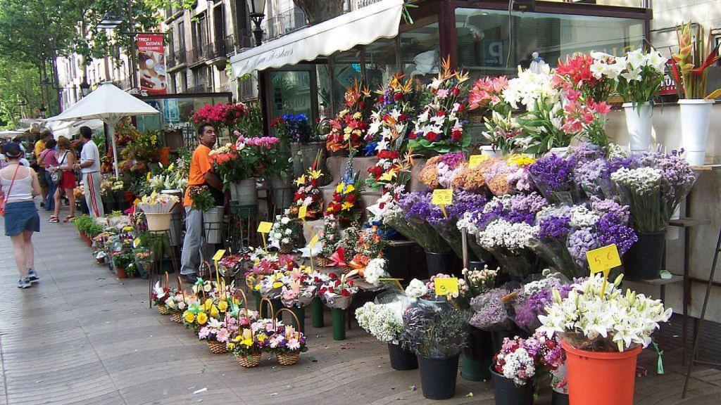 Puestos de flores en Las Ramblas