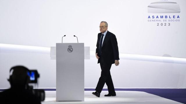 Florentino Pérez, presidente del Real Madrid, en la asamblea general de socios 2023