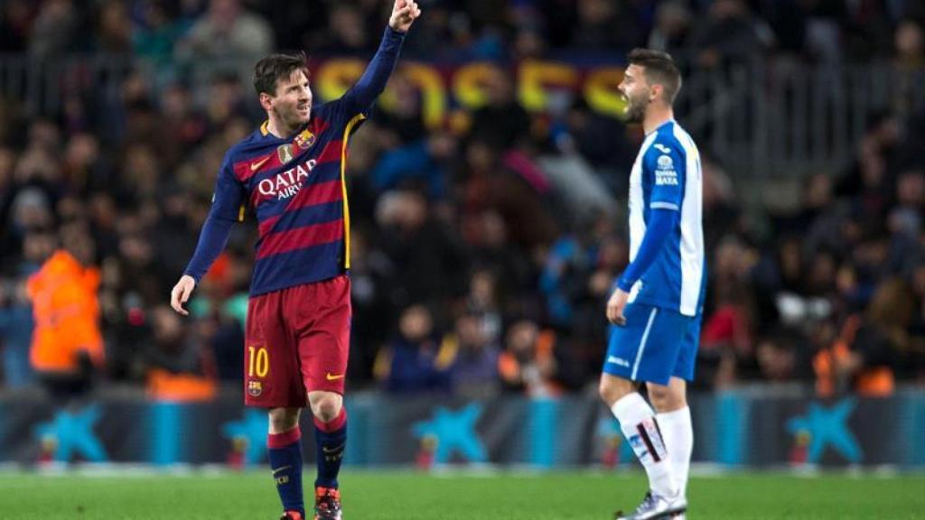 Messi celebra un gol al Espanyol