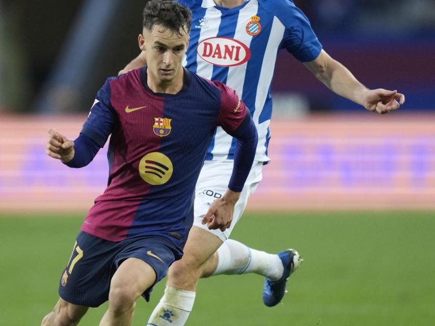 Marc Casadó, durante el derbi contra el RCD Espanyol