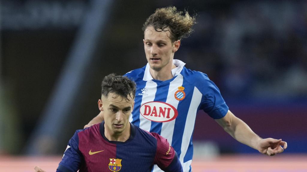 Marc Casadó, durante el derbi contra el RCD Espanyol