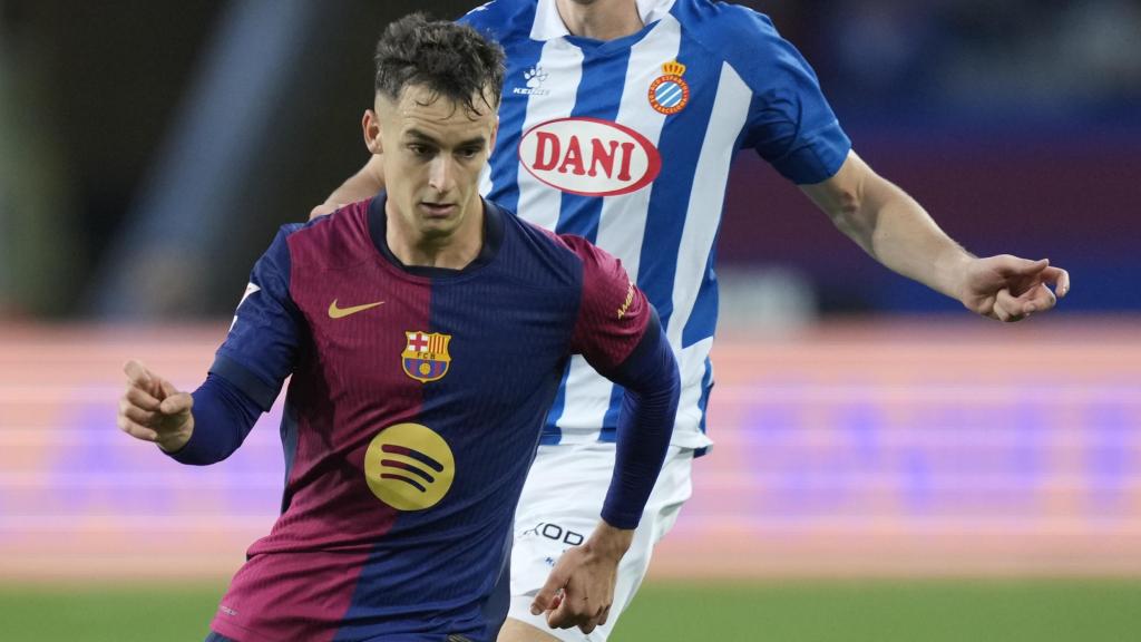 Marc Casadó, durante el derbi contra el RCD Espanyol