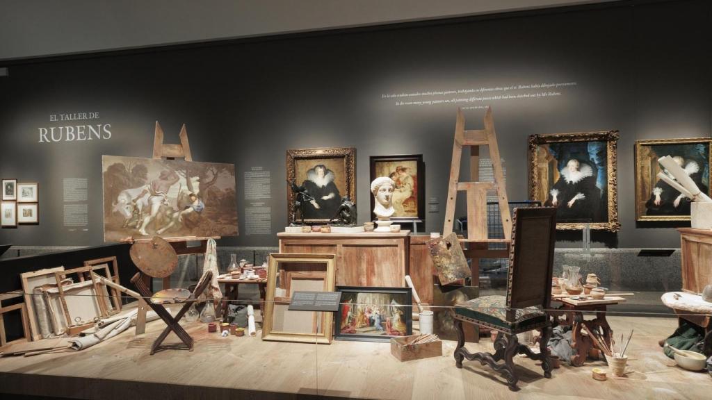 Imagen de la sala de la exposición ‘El taller de Rubens’, con la recreación del obrador del pintor.