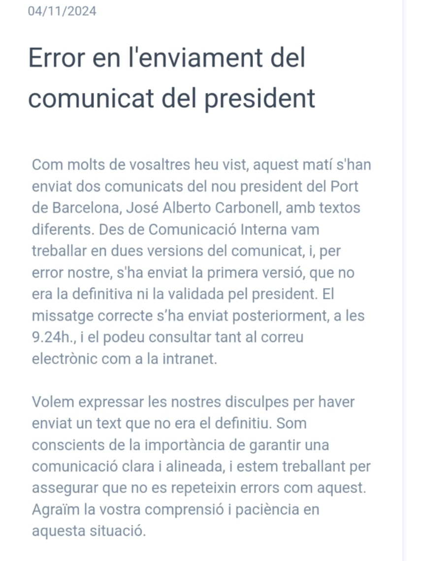 El mail de José Alberto Carbonell, nuevo presidente de la APB