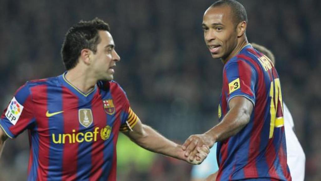 Xavi Hernández y Thierry Henry en el Barça de Guardiola