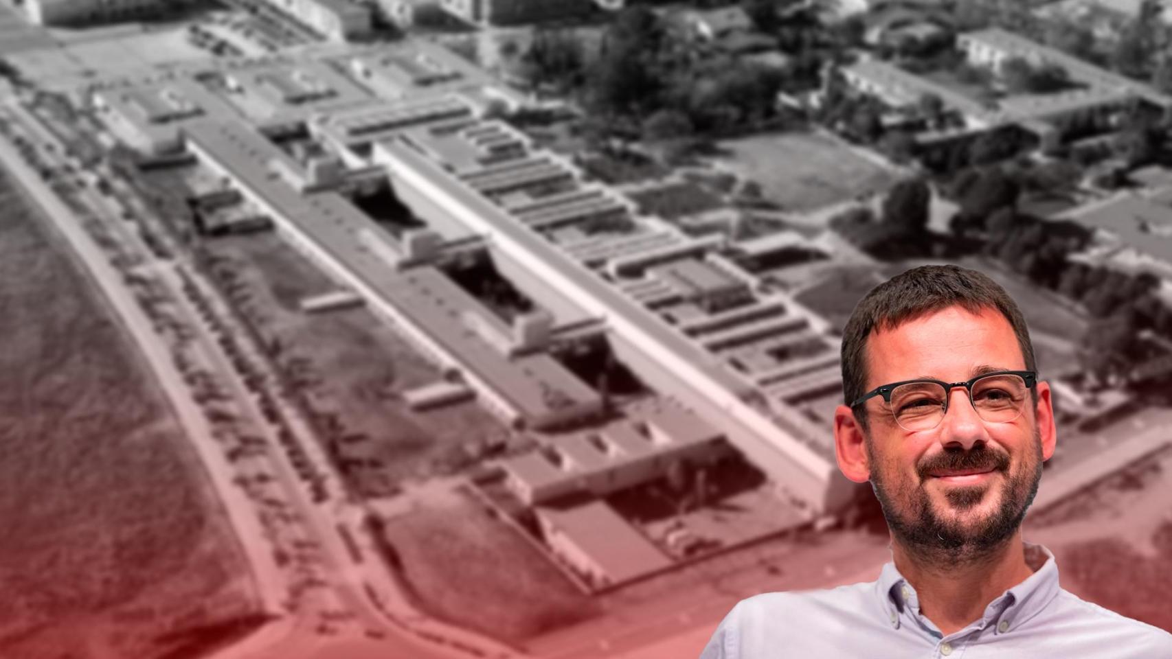 El hospital IAS de Girona, donde irá el Campus Médico, y el alcalde, Lluc Salellas (CUP)