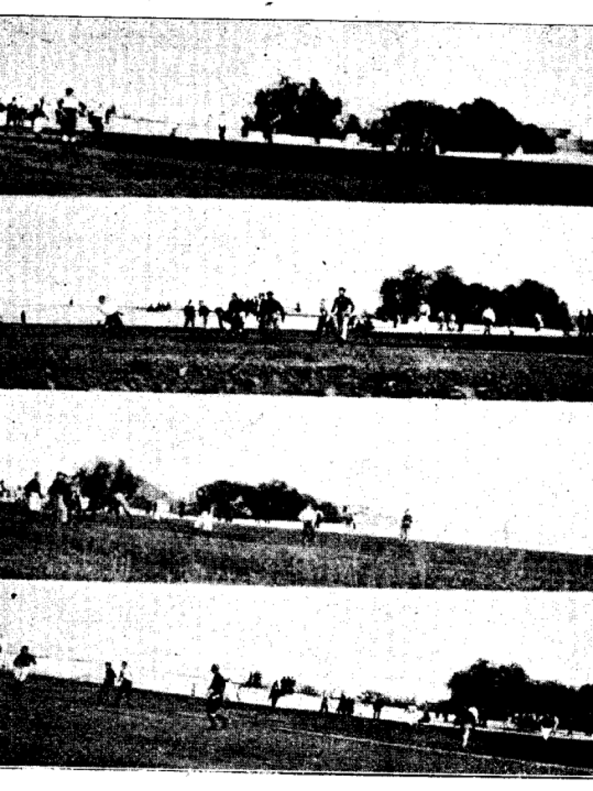 Partidos de fútbol en el Velódromo de la Bonanova, publicado por 'Los Deportes' el 1 de abril de 1900