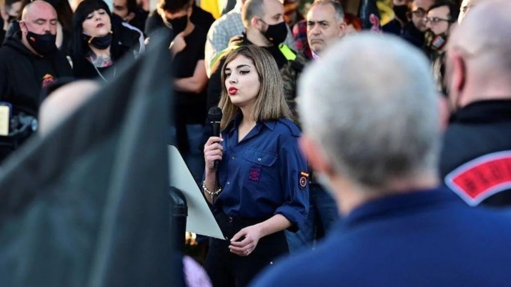 La activista neonazi Isabel Peralta, durante una acto de recuerdo a la División Azul