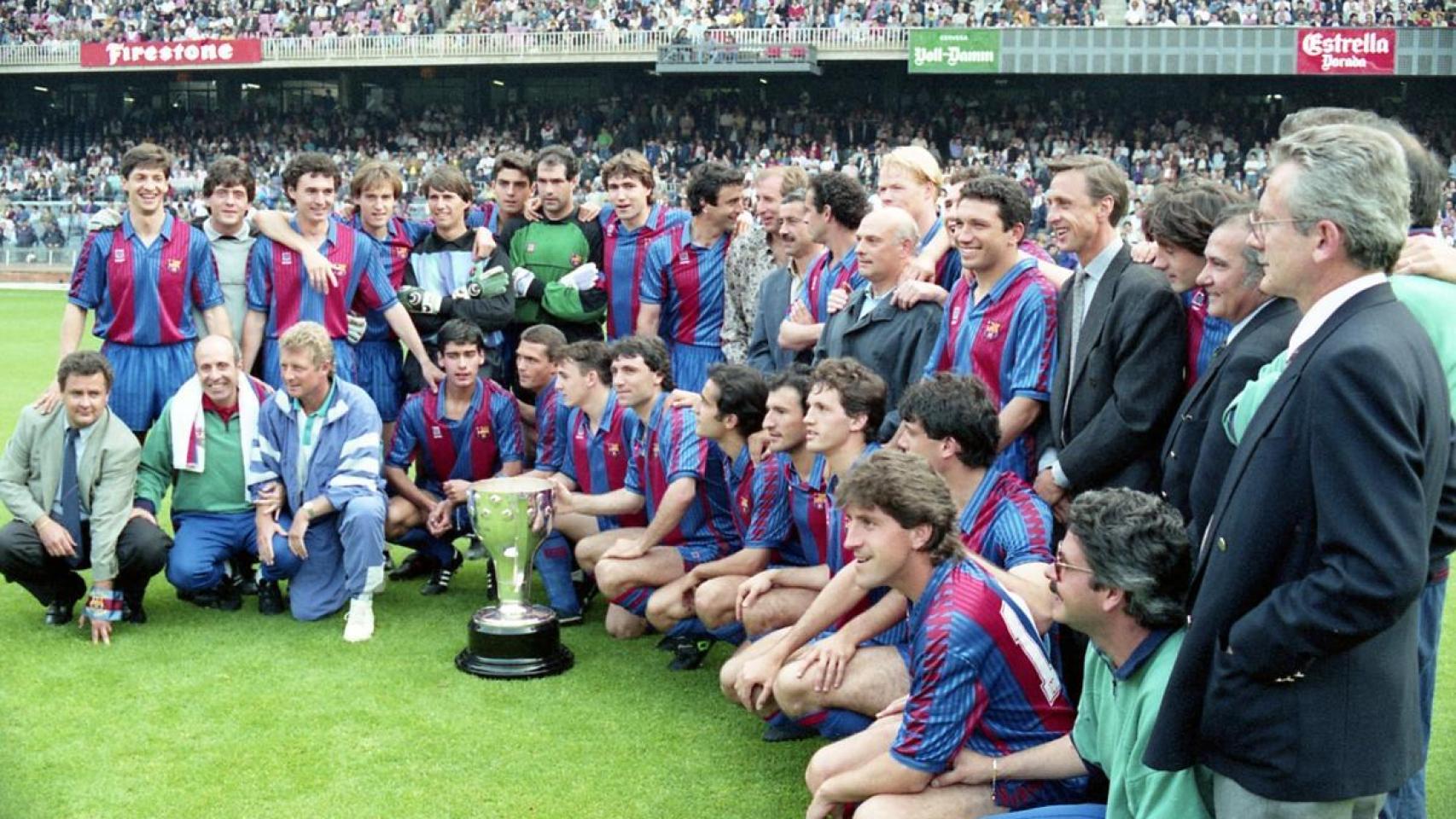 El Barça de Johan Cruyff, tras ganar la Liga 1990-91