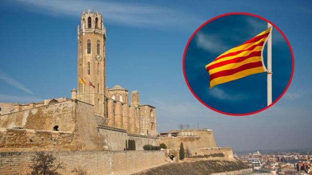 Fotomontaje Lleida y bandera catalana