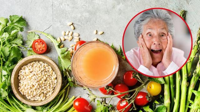 Fotomontaje ingredientes y abuela