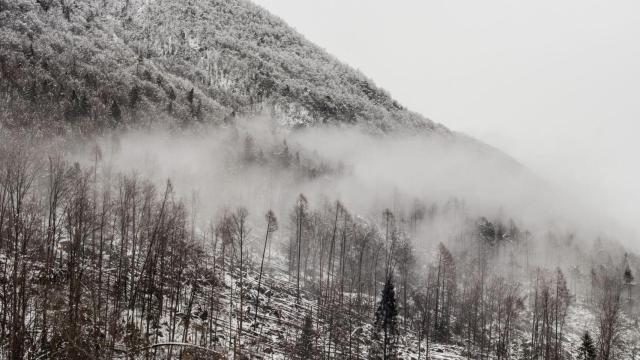 Una montaña nevada