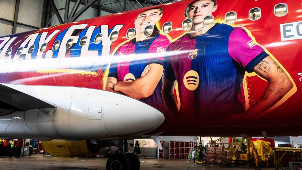 El nuevo fuselaje del avión del Barça Femenino