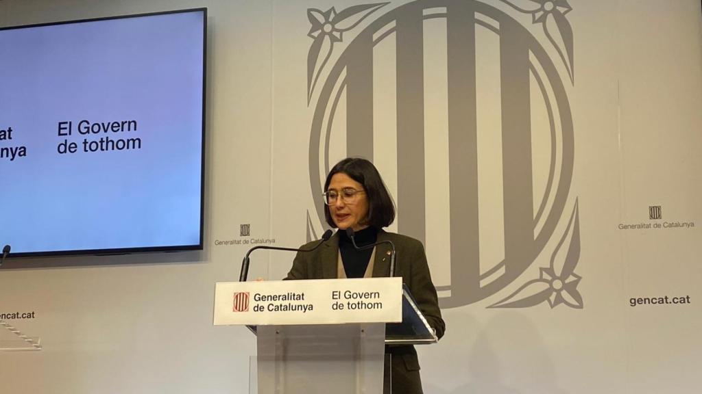 La 'consellera' de Interior y Seguridad Pública de la Generalitat de Cataluña, Núria Parlon, en la rueda de prensa de seguimiento de la DANA