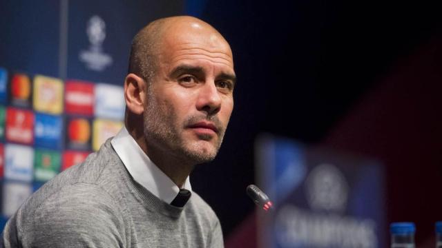 Pep Guardiola, exentrenador del Barça, en una rueda de prensa