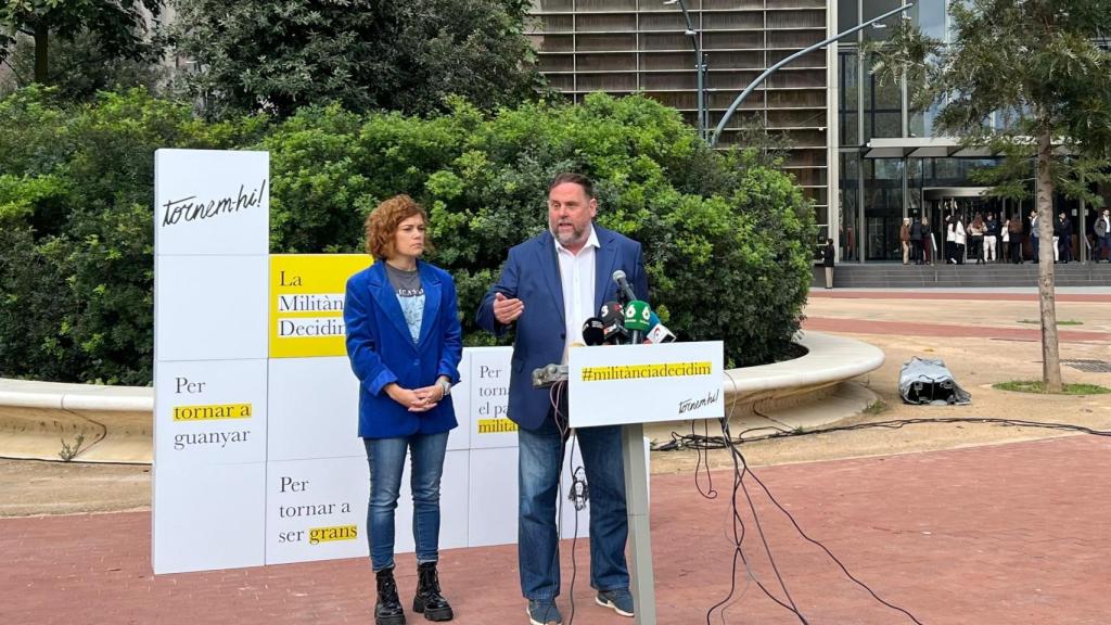 El candidato a la presidencia de ERC, Oriol Junqueras, y la candidata a la secretaría general, Elisenda Alamany, presentan el programa de la candidatura Militància Decidim en Barcelona