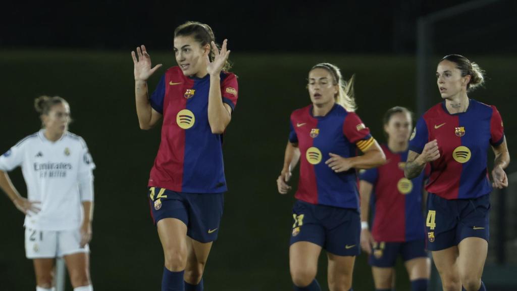 Patri Guijarro celebra su gol anotado contra el Real Madrid