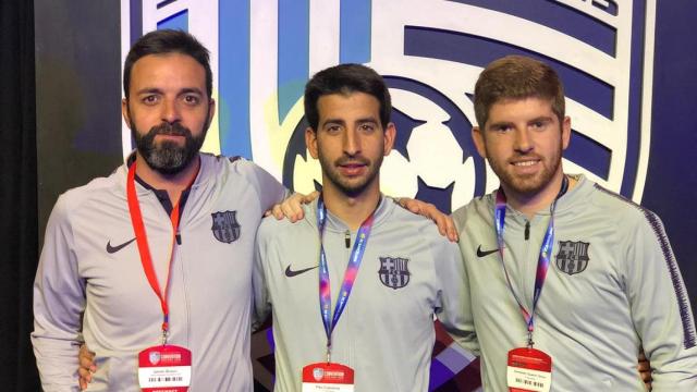 Domènec Guasch (derecha), en el United Soccer Coaches Convention