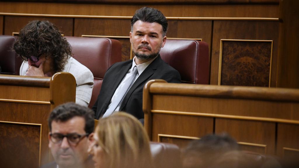 El portavoz de ERC en el Congreso, Gabriel Rufián, durante un pleno en el Congreso