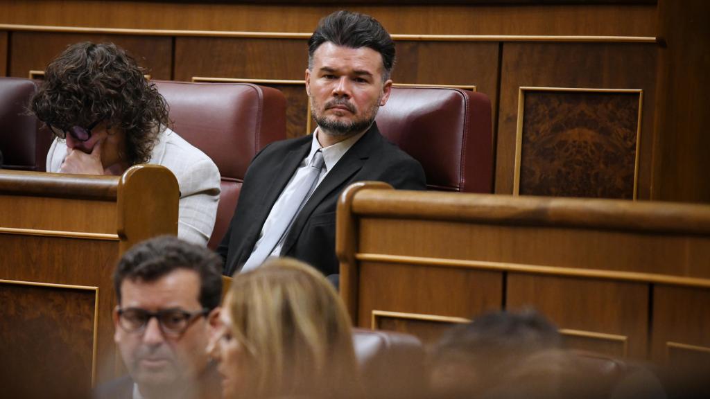 El portavoz de ERC en el Congreso, Gabriel Rufián, durante un pleno en el Congreso