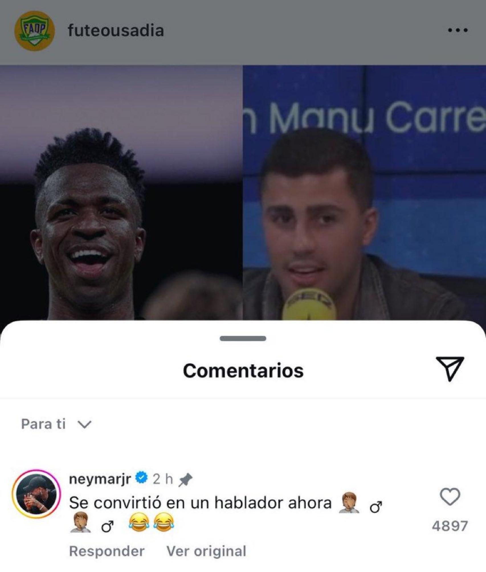 El mensaje de Neymar contras las palabras de Rodri Hernández