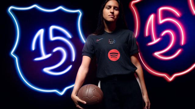 Kika Nazareth, jugadora del Barça Femenino, en la promoción de la segunda camiseta del Barça diseñada por Nike