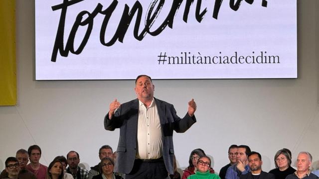 El expresidente de ERC y candidato a la reelección, Oriol Junqueras, en el acto central de 'Militància Decidim' en la TecnoCampus de Mataró (Barcelona)