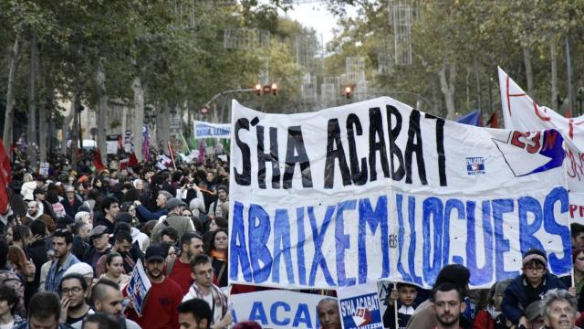 Manifestación contra el precio de los alquileres en Barcelona