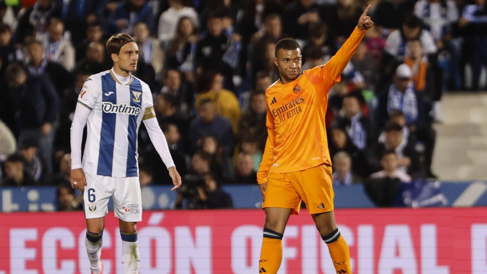 Mbappé festeja su gol anotado contra el Leganés en Butarque