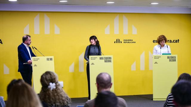 Alfred Bosch, Alba Camps y Elisenda Alamany, candidatos a la secretaría general de ERC, en el primer debate antes del congreso