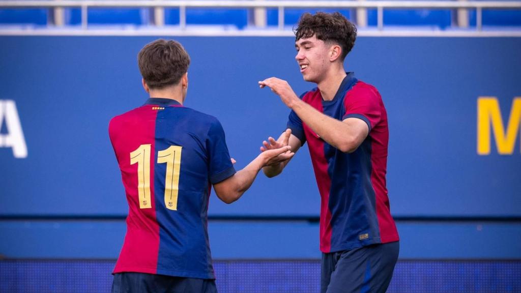 Leo Saca festeja su gol anotado contra el Brest en la Youth League