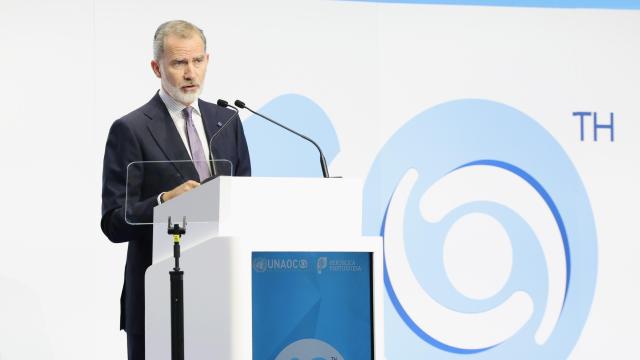 Imagen de Felipe VI en un acto en Portugal