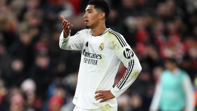 Jude Bellingham, durante la derrota de Champions League del Real Madrid ante el Liverpool en Anfield