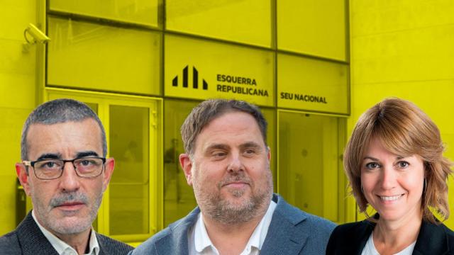 Fotomontaje de los tres candidatos a la presidencia de ERC: Oriol Junqueras, Xavier Godàs y Helena Solà