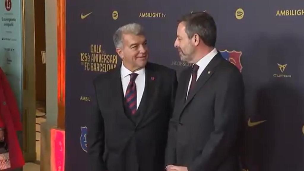 Joan Laporta y Sandro Rosell, juntos en la alfombra roja de la gala del 125 aniversario del Barça