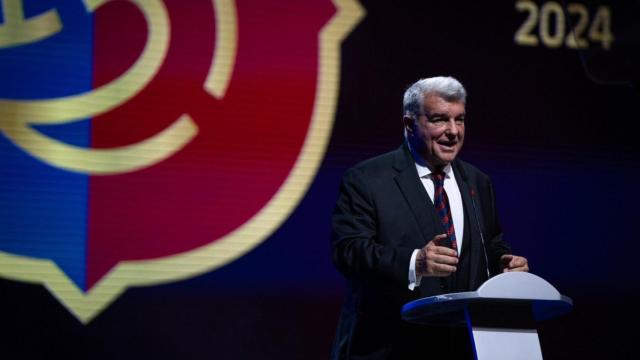 Joan Laporta, durante su discurso en la gala del 125 aniversario del Barça