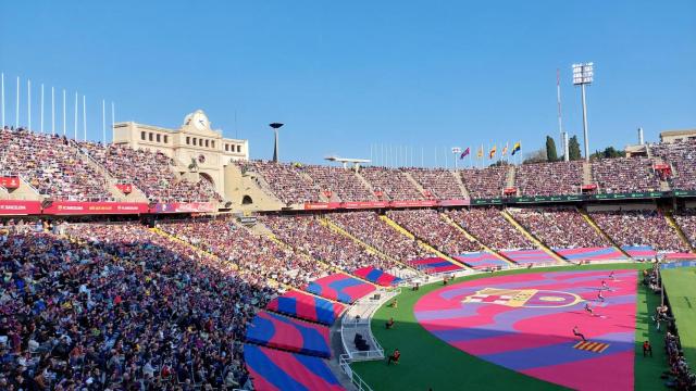 Barça sí, Laporta no, los cánticos contra el presidente vuelven a Montjuïc en ausencia de la Grada